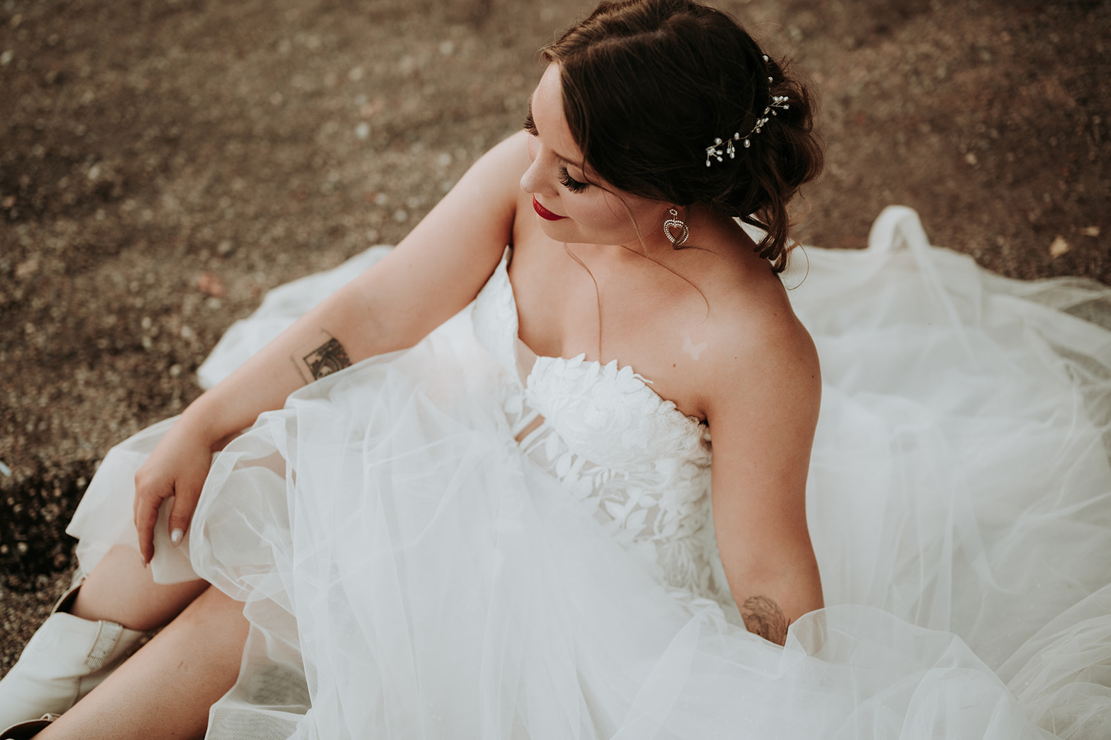 bride wearing a white wedding gown