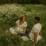 Pregnant couple during sunrise maternity photoshoot in Grey Bruce, Ontario
