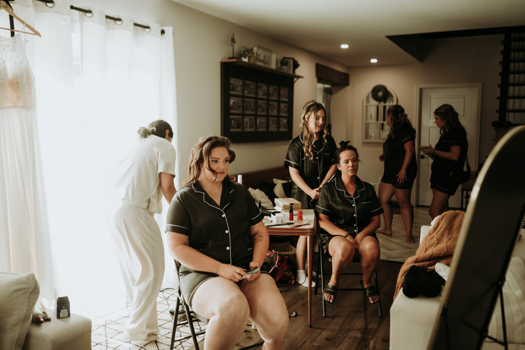 Girls getting ready for a weddings