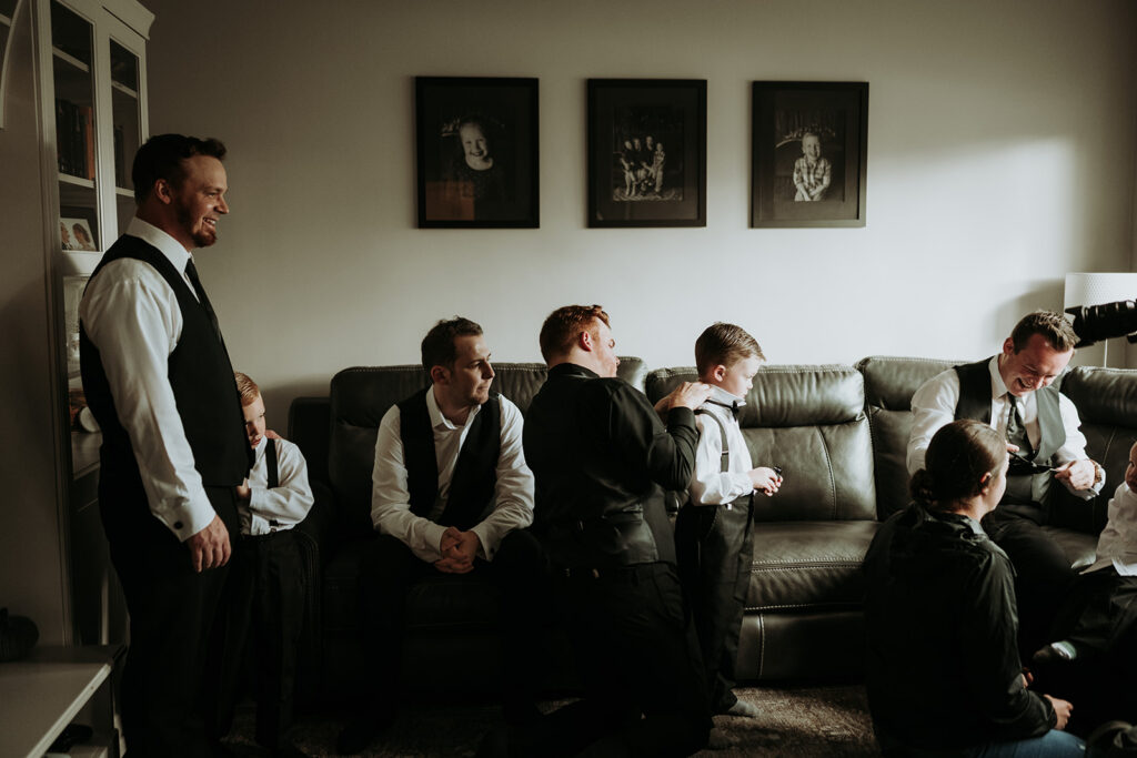 Boys getting ready for a wedding